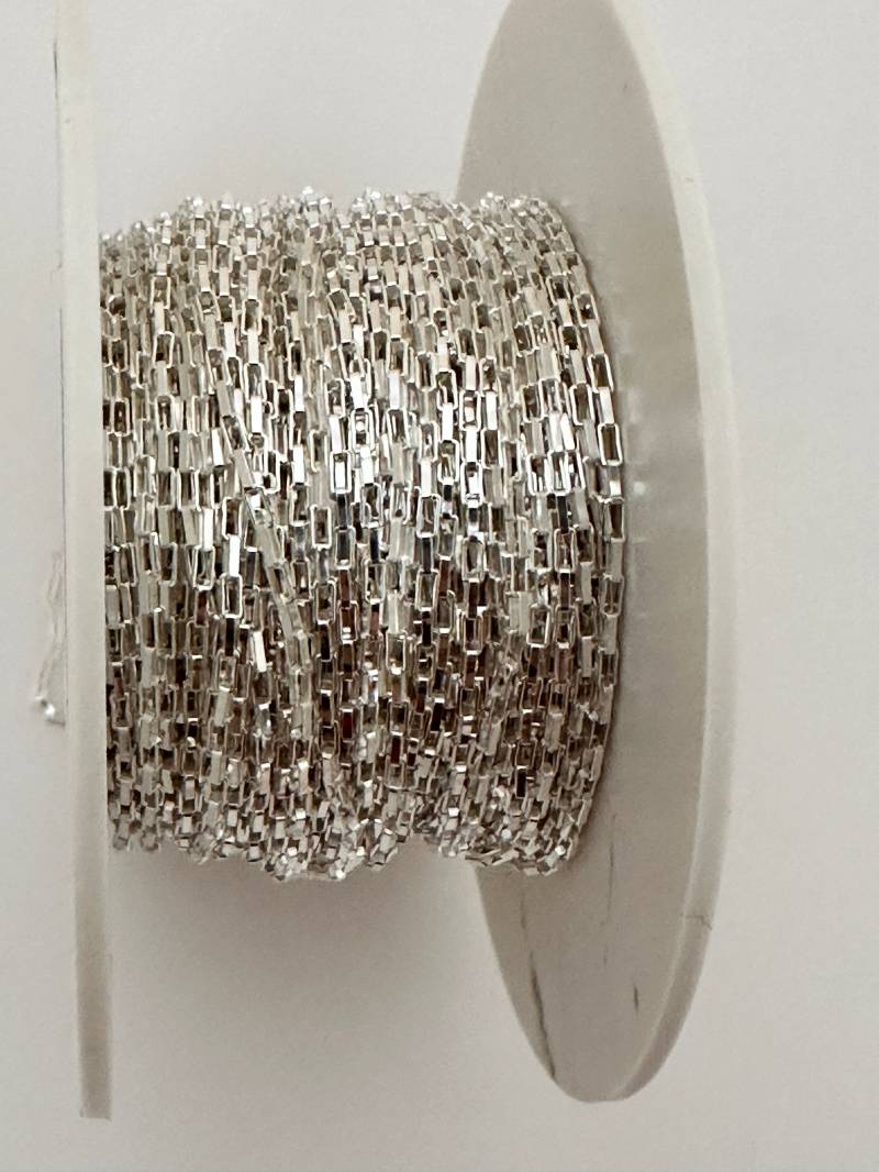 sterling Silber Kette "Lange Box" - Finish Weiss | Größe 1 Mm X 15 Mm, Fuß von BEADPRIDE