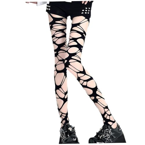 Rippte Strumpfhosen, dehnbare stilvolle Ripping -Leggings mit hohlem Design, abgeschnittene Goth -Strumpfhose für Club von BEAHING