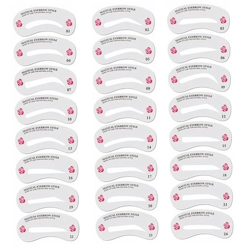 Eyebrow -Schablonen -Kit für Frauen 24 Styles Augenbrauenschablonen für natürliche Augenbrauen wiederverwendbares Waschbetentier -Stadelschablonen für Anfänger, schnelle Make -up, Augenbrauenschablon von BEAHING