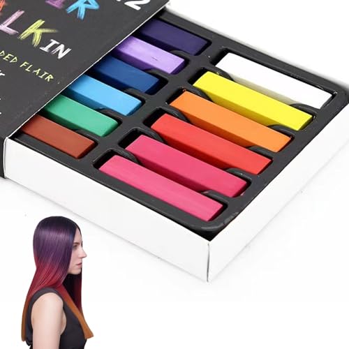 Haarkreide 12 Farben Temporäres Haar Farbstoff sichere Haarkreide für Kinder waschbarer temporärer Haarfarbe farbenfroh von BEAHING