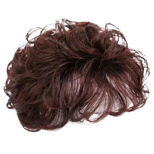 Haaropper für Frauen Curly Synthetic Hair Toper mit Pony 5.1 '' atmungsaktive Topper Haarstücke flauschiger Clip in natürlichen Perücken Topper für dünne Haare oder Haarausfall dunkelbraun, Haaropper von BEAHING