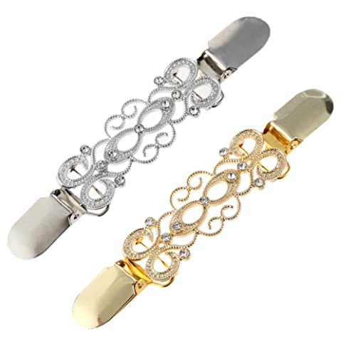 Pullover -Clips, Perge -Cardigan -Clips, stilvolle Perle, Strickjackenkragen Clip 2 Pack Gold und Silber von BEAHING