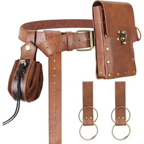 Renaissance -Gürtelbeutel, Renaissance -Gürtelbeutel, einstellbare Vintage Leder mittelalterlich für Halloween Cosplay -Kostümzubehör von BEAHING