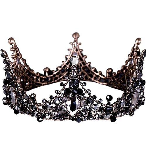 Schwarz gotische Hochzeit Kopfbedeckung, schwarze Barockkronkristall -Hochzeit Tiara Vintage Braut Tiara für Hochzeitsfestival Cosplay Party von BEAHING