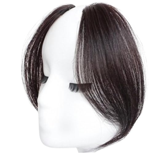 Side Bangs Clip in Pony, 2pcs Face-Framing Classic-Vorhang Pony Middle Teil Fransen Haarstücke gefälschte Fringe unsichtbare Pony für Frauen täglich Kleidung, Dunkelbraun von BEAHING