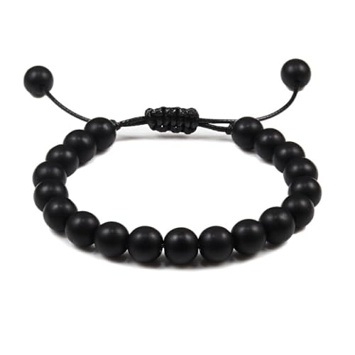 BEALIFE Armband aus natürlichen Edelsteinen und Perlen für Damen, stapelbares Kollektionsarmband für Herren, für Unisex, Geschenkidee, minimalistisch, Schwarz matt von BEALIFE