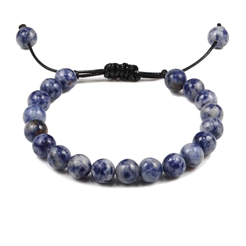 BEALIFE Armband aus natürlichen Edelsteinen und Perlen für Damen, stapelbares Kollektionsarmband für Herren, für Unisex, Geschenkidee, minimalistisch, Weiß+Blau von BEALIFE