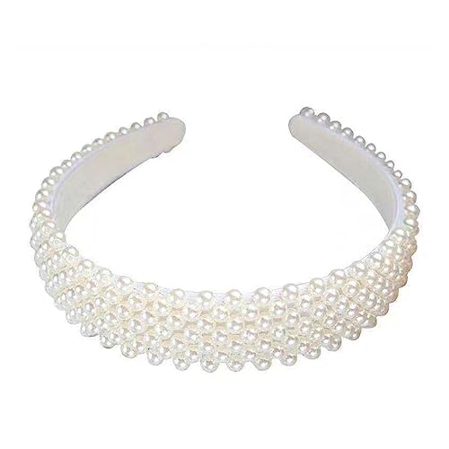 BEALIFE Haarband Perlen Perlen Kopfbedeckung Dicke Breite Mode Hoop Stirnbänder Kopfbedeckung Geschenk für Frauen Hochzeit Strand Ornament von BEALIFE