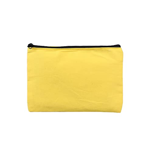 BEALIFE Make up Tasche DIY mit Reißverschluss Canvas Pouch Schreibwaren Schulbedarf Mehrzweck Toilettenartikel Handpinsel Federmäppchen, Gelb von BEALIFE