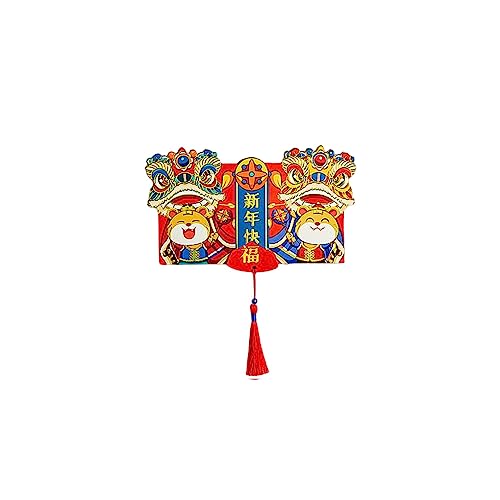 BEALIFE Papierfaltbares rotes Paket, niedliches Cartoon Tiermuster, 6 Schlitze im chinesischen Stil, Haushalts Mondneujahrspakete, Geschenk, Typ 3 von BEALIFE