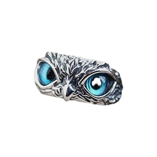 BEALIFE Retro Eulenaugen Ring, galvanisiert mit metallischem Glanz, Hochzeits Augen Eulenring aus Legierung. Haltbarkeit, nicht leicht zu verformen, Himmelblau von BEALIFE