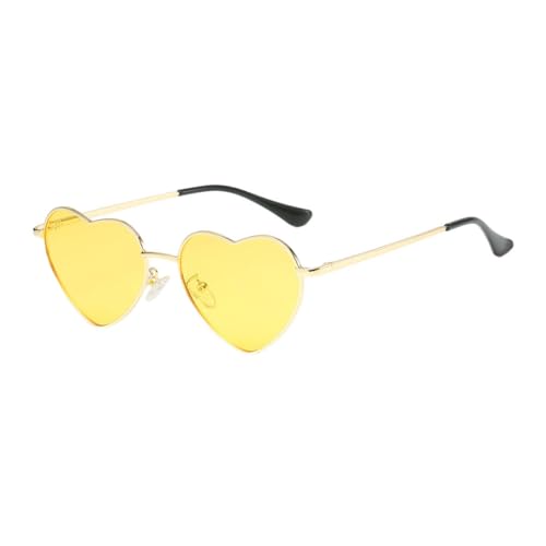 BEALIFE Sonnenbrille mit mehreren Farben für einen lebendigen Sommer Look, herzförmige Sonnenbrille, PVC, mehrere Farben, goldfarbener Metallrahmen, Gelb von BEALIFE