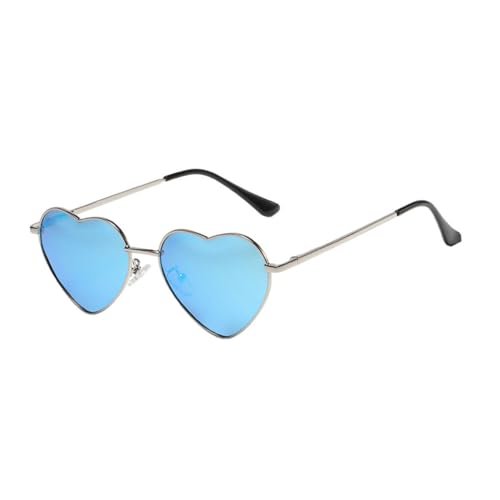 BEALIFE Sonnenbrille mit mehreren Farben für einen lebendigen Sommer Look, herzförmige Sonnenbrille, PVC, mehrere Farben, goldfarbener Metallrahmen, silberner Rahmen himmelblau von BEALIFE