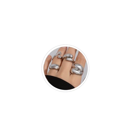 BEARJIA Klobige Goldringe für Damen, rund, gewölbt, offen, dicke Ringe, klobige Silberringe, minimalistisch, solide, stapelbar, Statement-Schmuck, Metall, Goldstein BEARJIA Klobige Goldringe für Damen, rund, gewölbt, offen, dicke Ringe, klobige Silberringe, minimalistisch, solide, stapelbar, Statement-Schmuck, Metall, Goldstein von BEARJIA