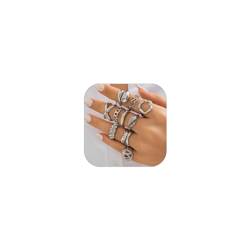 BEARJIA Klobige Goldringe für Frauen, verstellbar, Silber, kräftige, dicke Ringe, goldene Statement-Ringe, offener Kuppelring, klobige Silberringe für Frauen, minimalistische, einfache Ringe, Metall BEARJIA Klobige Goldringe für Frauen, verstellbar, Silber, kräftige, dicke Ringe, goldene Statement-Ringe, offener Kuppelring, klobige Silberringe für Frauen, minimalistische, einfache Ringe, Metall von BEARJIA