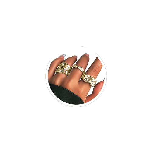 BEARJIA Klobige Goldringe für Frauen, verstellbar, Silber, kräftige, dicke Ringe, goldene Statement-Ringe, offener Kuppelring, klobige Silberringe für Frauen, minimalistische, einfache Ringe, Metall BEARJIA Klobige Goldringe für Frauen, verstellbar, Silber, kräftige, dicke Ringe, goldene Statement-Ringe, offener Kuppelring, klobige Silberringe für Frauen, minimalistische, einfache Ringe, Metall von BEARJIA