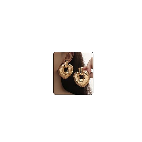 Gold Herz Chunky Ohrringe Doppelherz Statement Tropfen Ohrringe für Frauen, Edelstahl, Goldstein Gold Herz Chunky Ohrringe Doppelherz Statement Tropfen Ohrringe für Frauen, Edelstahl, Goldstein von BEARJIA
