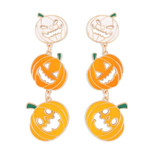 Kürbis-Ohrringe, orangefarbene Herbst-Ohrringe, Thanksgiving, niedliche Kürbis-Ohrringe, Schmuck für Damen, Urlaub, Halloween, Ohrringe (weißer Kürbis) von BEARJIA