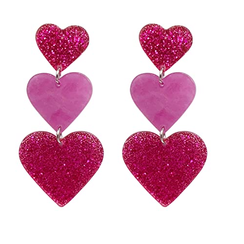 Love Heart Dangle Earrings Pink Enamel Long Love Heart Earrings Hypoallergenic Lightweight Heart Earrings Unique Heart Drop Dangle Earrings for Women, Zink, Kein Edelstein Love Heart Dangle Earrings Pink Enamel Long Love Heart Earrings Hypoallergenic Lightweight Heart Earrings Unique Heart Drop Dangle Earrings for Women, Zink, Kein Edelstein von BEARJIA