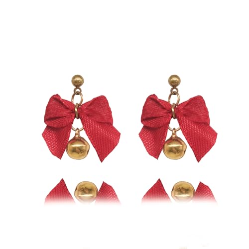 Rote Kugelschleife Ohrringe – Weihnachten & Neujahr rote Ohrringe, One Size, Acryl, Kein Edelstein von BEARJIA
