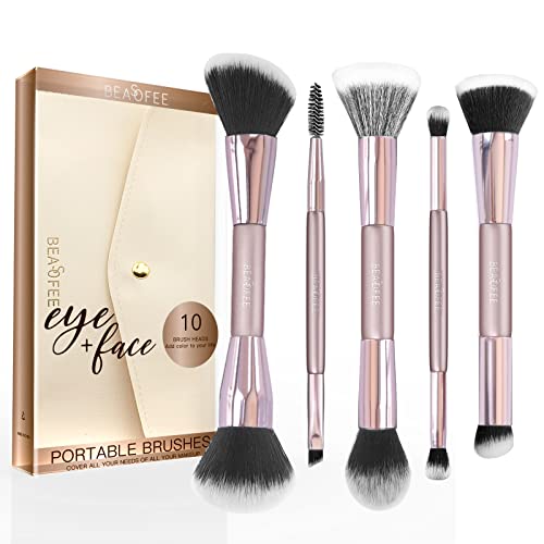 Make up Pinsel Professionelles Make up Pinsel Set, 5pcs Foundation Pinsel, Premium Synthetikborsten für Eyeliner, Augenbrauenpinsel, Rouge Pinsel, Concealer, Foundation Pinsel für flüssiges Makeup von BEASOFEE