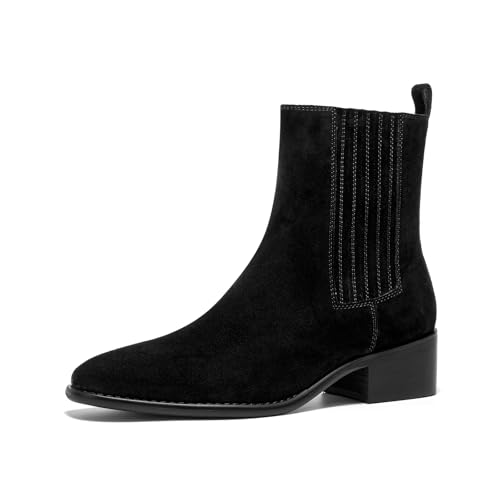 BEAU TODAY Chelsea-Stiefel für Damen, Wildleder, klobige Stiefel für Damen, elegante Stiefeletten mit niedrigem Absatz, zum Hineinschlüpfen, spitzer Zehenbereich, Westernstiefel mit elastischem Band BEAU TODAY Chelsea-Stiefel für Damen, Wildleder, klobige Stiefel für Damen, elegante Stiefeletten mit niedrigem Absatz, zum Hineinschlüpfen, spitzer Zehenbereich, Westernstiefel mit elastischem Band von BEAU TODAY