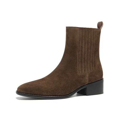 BEAU TODAY Chelsea-Stiefel für Damen, Wildleder, klobige Stiefel für Damen, elegante Stiefeletten mit niedrigem Absatz, zum Hineinschlüpfen, spitzer Zehenbereich, Westernstiefel mit elastischem Band BEAU TODAY Chelsea-Stiefel für Damen, Wildleder, klobige Stiefel für Damen, elegante Stiefeletten mit niedrigem Absatz, zum Hineinschlüpfen, spitzer Zehenbereich, Westernstiefel mit elastischem Band von BEAU TODAY