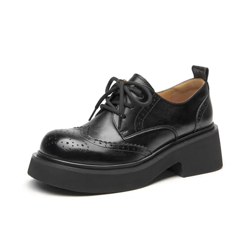 BEAU TODAY Damen Oxfords Plateau Oxfords für Frauen Chunky Leder Brogue Wingtip Schuhe für Frauen Bequeme Business Casual Lace Up Kleid Schuhe, Schwarz, 38.5 EU BEAU TODAY Damen Oxfords Plateau Oxfords für Frauen Chunky Leder Brogue Wingtip Schuhe für Frauen Bequeme Business Casual Lace Up Kleid Schuhe, Schwarz, 38.5 EU von BEAU TODAY