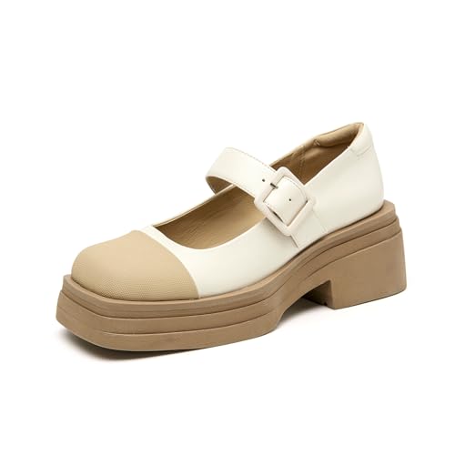 BEAU TODAY Mary Jane Damen-Pumps Beige Größe 47 Casual Dress Schuhe für Frauen Frühling Herbst Plateau Absatz Ledersohle, Beige, 35.5 EU BEAU TODAY Mary Jane Damen-Pumps Beige Größe 47 Casual Dress Schuhe für Frauen Frühling Herbst Plateau Absatz Ledersohle, Beige, 35.5 EU von BEAU TODAY