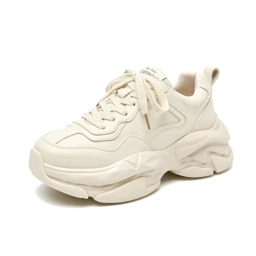 BEAU TODAY Modische Plateau-Sneaker für Damen, klobige Sneaker für Damen, niedlicher Retro, Papa-Schuhe zum Spazierengehen, Tennis, Beige, 37.5 EU BEAU TODAY Modische Plateau-Sneaker für Damen, klobige Sneaker für Damen, niedlicher Retro, Papa-Schuhe zum Spazierengehen, Tennis, Beige, 37.5 EU von BEAU TODAY