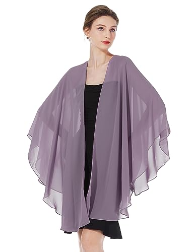 BEAUTELICATE Chiffon Schal Stola Bolero Damen Für Abendkleid Festlich Hochzeit Braut Frühling Sommer Jacke (Mauve,Einheitsgröße) von BEAUTELICATE