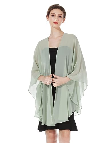 BEAUTELICATE Chiffon Schal Stola Bolero Damen Für Abendkleid Festlich Hochzeit Braut Frühling Sommer Jacke (Sage Green,Einheitsgröße) von BEAUTELICATE