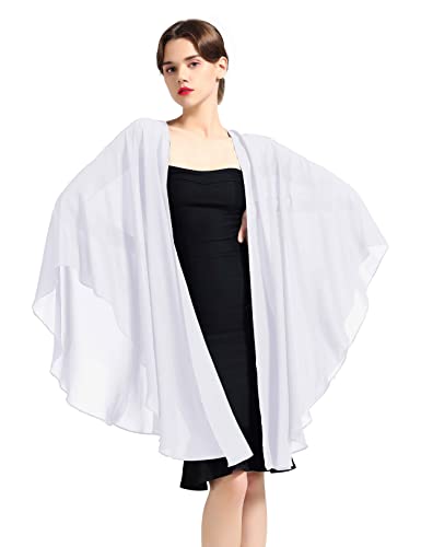 BEAUTELICATE Chiffon Schal Stola Bolero Damen Für Abendkleid Festlich Hochzeit Braut Frühling Sommer Jacke Weiß,Einheitsgröße von BEAUTELICATE