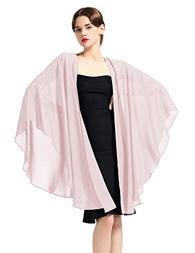 BEAUTELICATE Chiffon Schal Stola Bolero Damen Für Abendkleid Festlich Hochzeit Braut Frühling Sommer Jacke Ballett-Rosa Einheitsgröße von BEAUTELICATE