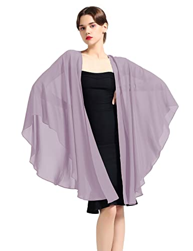 BEAUTELICATE Chiffon Schal Stola Bolero Damen Für Abendkleid Festlich Hochzeit Braut Frühling Sommer Jacke Dusty Purple, Einheitsgröße von BEAUTELICATE