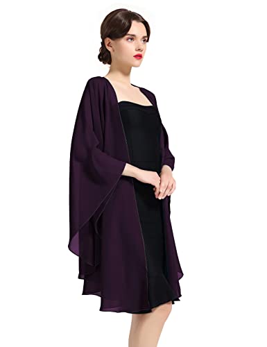 Chiffon Schal Stola Bolero Damen Für Abendkleid Festlich Hochzeit Braut Frühling Sommer Jacke, Trauben-Purpur, Einheitsgröße von BEAUTELICATE