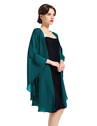 BEAUTELICATE Chiffon Schal Stola Bolero Damen Für Abendkleid Festlich Hochzeit Braut Frühling Sommer Jacke Türkisgrün,Einheitsgröße von BEAUTELICATE