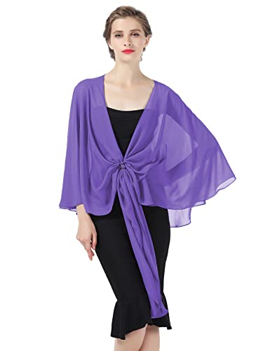 BEAUTELICATE Chiffon Schal Stola Bolero Damen Für Abendkleid Festlich Hochzeit Braut Frühling Sommer in Verschiedenen Farben - Lila - Gr. Einheitsgröße von BEAUTELICATE