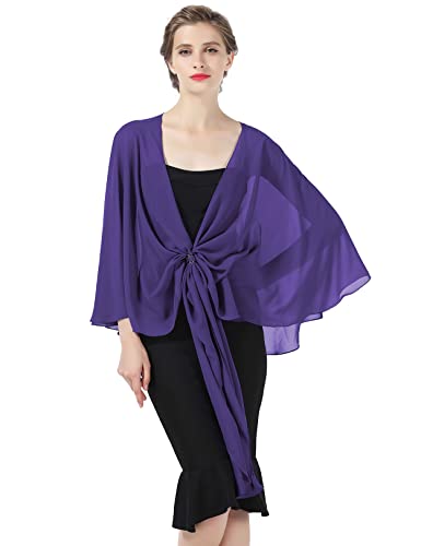 BEAUTELICATE Chiffon Schal Stola Bolero Damen Für Abendkleid Festlich Hochzeit Braut Frühling Sommer in Verschiedenen Farben - Violett - Gr. Einheitsgröße von BEAUTELICATE