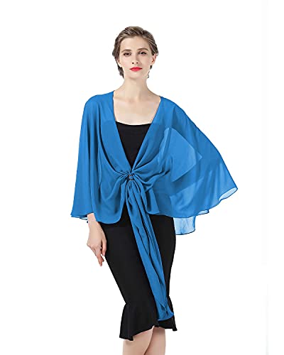 BEAUTELICATE Chiffon Schal Stola Bolero Damen Für Abendkleid Festlich Hochzeit Braut Frühling Sommer in Verschiedenen Farben - Azur Blau - Gr. Einheitsgröße von BEAUTELICATE