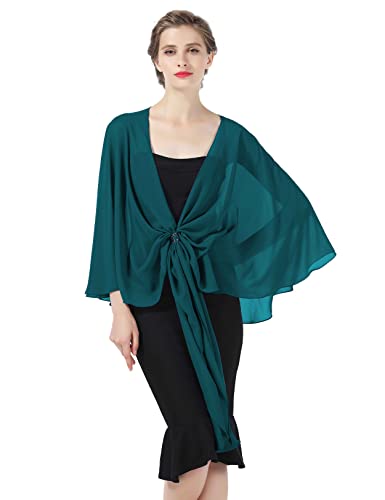 BEAUTELICATE Schal Stola Damen Elegante Schultertuch Bolero Chiffon für Festlich Abendkleid Hochzeit Braut Sommer Jacke (Teal Green, Einheitsgröße) von BEAUTELICATE