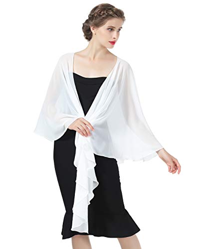 BEAUTELICATE Schal Stola Damen Elegante Schultertuch Bolero Chiffon für Festlich Abendkleid Hochzeit Braut Sommer Jacke (Elfenbein, Einheitsgröße) von BEAUTELICATE