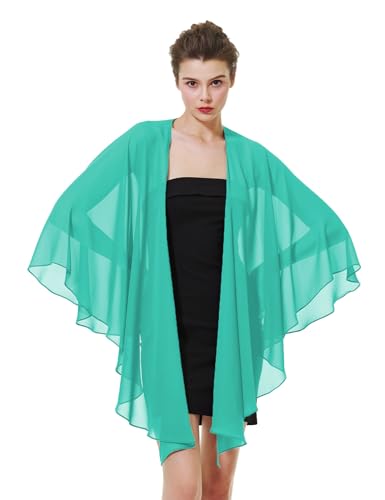 BEAUTELICATE Chiffon Schal Stola Bolero Damen Für Abendkleid Festlich Hochzeit Braut Frühling Sommer in Verschiedenen Farben - Wasserblau - Gr. Einheitsgröße von BEAUTELICATE