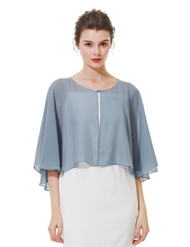 BEAUTELICATE Chiffon Stola Damen Elegant Bolero Cape Ärmellos Schultertuch Leichte Brautjacke Cardigan für Abendkleid Brautkleid Hochzeit Festlich Sommer, Kurzer Stil - Staubiges Blau BEAUTELICATE Chiffon Stola Damen Elegant Bolero Cape Ärmellos Schultertuch Leichte Brautjacke Cardigan für Abendkleid Brautkleid Hochzeit Festlich Sommer, Kurzer Stil - Staubiges Blau von BEAUTELICATE