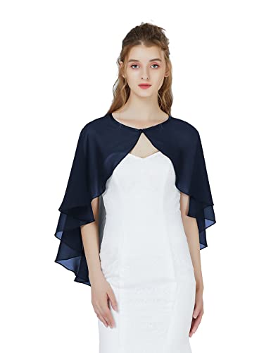 BEAUTELICATE Chiffon Stola Damen Festlich Chiffon Schal Cape Bolero Strickjacke für Hochzeit Braut Abendkleid Brautkleid Sommer (Kurzer Stil - Elfenbein) von BEAUTELICATE