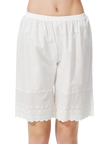 BEAUTELICATE Damen Bloomer Shorts Baumwolle Viktorianische schlafanzughosen Pyjamahose Kurz Sommer Vintage Pumphose Rüschenhose Antistatisch Renaissance Medieval Kostüm (Elfenbeinr,XXL) von BEAUTELICATE