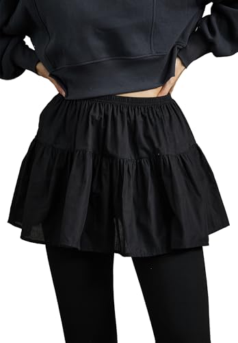 BEAUTELICATE Damen Blusenrock Baumwolle A-Linie Mini Unterrock Shirt Lower Skirt Blusenverlängerung Shirtverlängerung Elastische Taille 1/2 Stück (Schwarz, M) von BEAUTELICATE