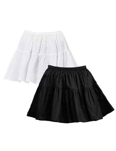 BEAUTELICATE Damen Blusenrock Baumwolle A-Linie Mini Unterrock Shirt Lower Skirt Blusenverlängerung Shirtverlängerung Elastische Taille 1/2 Stück (Weiß+Schwarz, XXL) von BEAUTELICATE