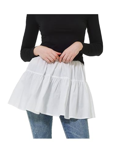 BEAUTELICATE Damen Blusenrock Baumwolle A-Linie Mini Unterrock Shirt Lower Skirt Blusenverlängerung Shirtverlängerung Elastische Taille 1/2 Stück (Weiß, XL) von BEAUTELICATE