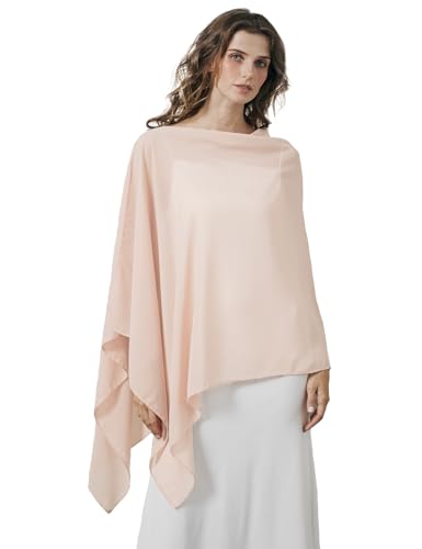 BEAUTELICATE Damen Chiffon Schal Elegant Stola Wrap Poncho Cape Leicht Shrug Tuch für Braut Abendkleid Hochzeit Brautkleid Felistch, Aprikose von BEAUTELICATE